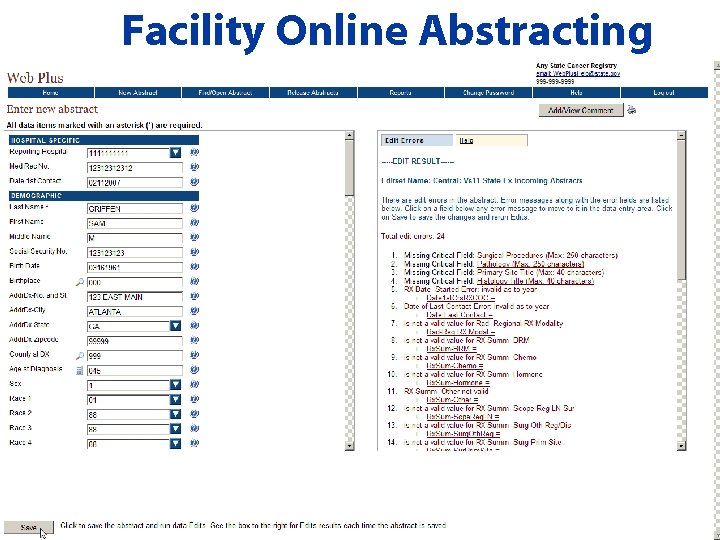 Facility Online Abstracting 