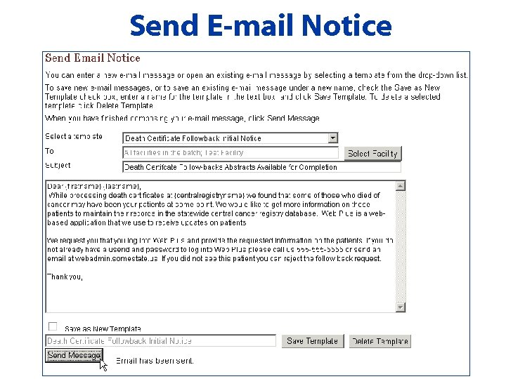 Send E-mail Notice 