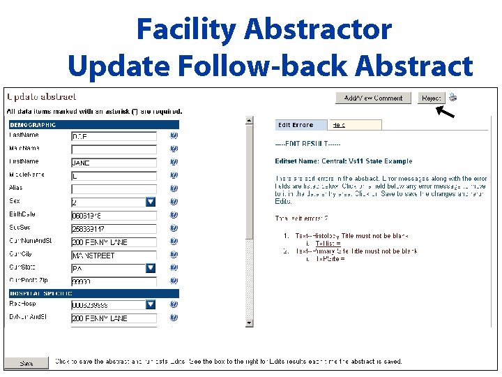 Facility Abstractor Update Follow-back Abstract 