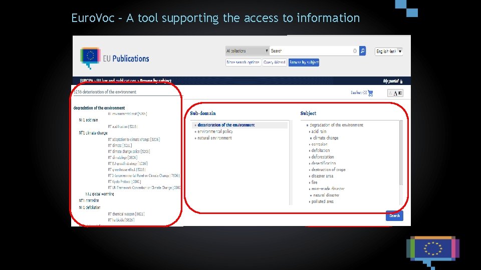 Euro. Voc – A tool supporting the access to information n Guides the indexer