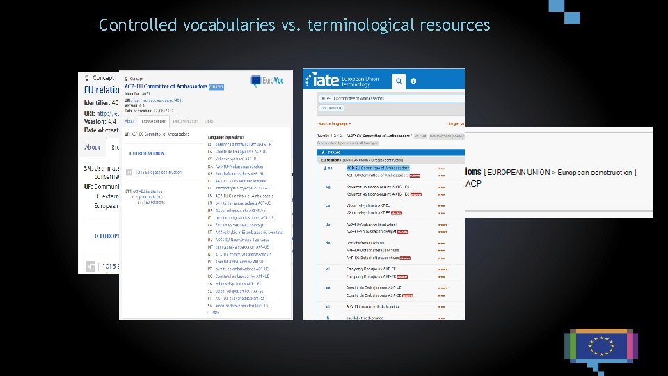 Controlled vocabularies vs. terminological resources 