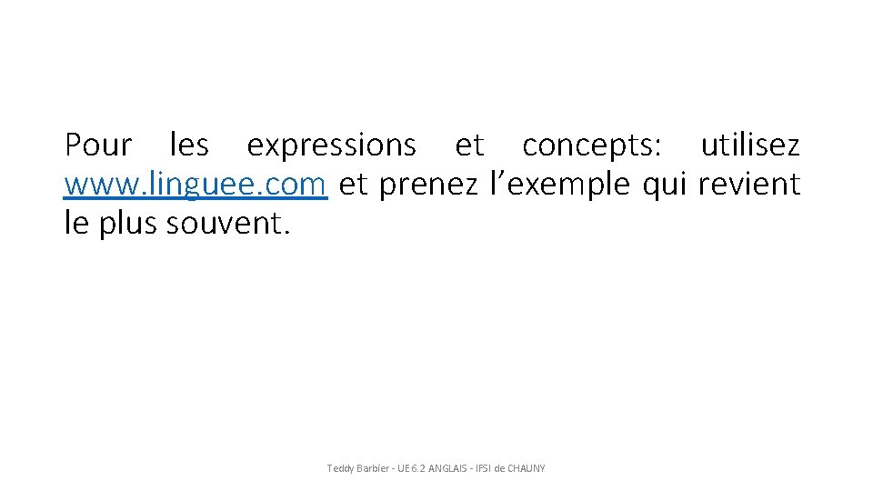 Pour les expressions et concepts: utilisez www. linguee. com et prenez l’exemple qui revient