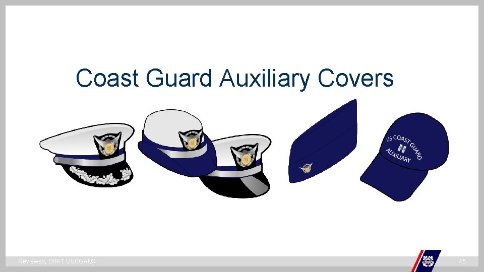 Coast Guard Auxiliary Covers ` Reviewed, DIR-T USCGAUX 45 Coast Guard Auxiliary Covers ` Reviewed, DIR-T USCGAUX 45
