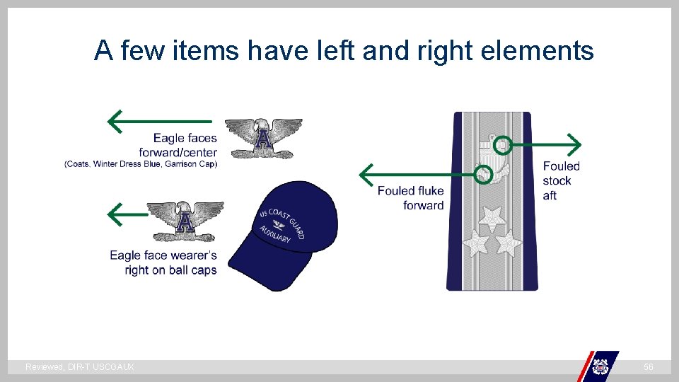A few items have left and right elements ` Reviewed, DIR-T USCGAUX 56 A few items have left and right elements ` Reviewed, DIR-T USCGAUX 56