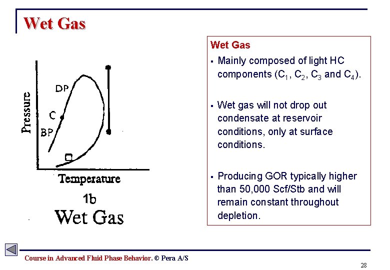 Wet Gas § Mainly composed of light HC components (C 1, C 2, C