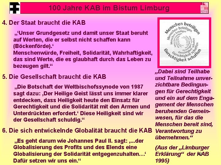 100 Jahre KAB im Bistum Limburg 4. Der Staat braucht die KAB „‘Unser Grundgesetz