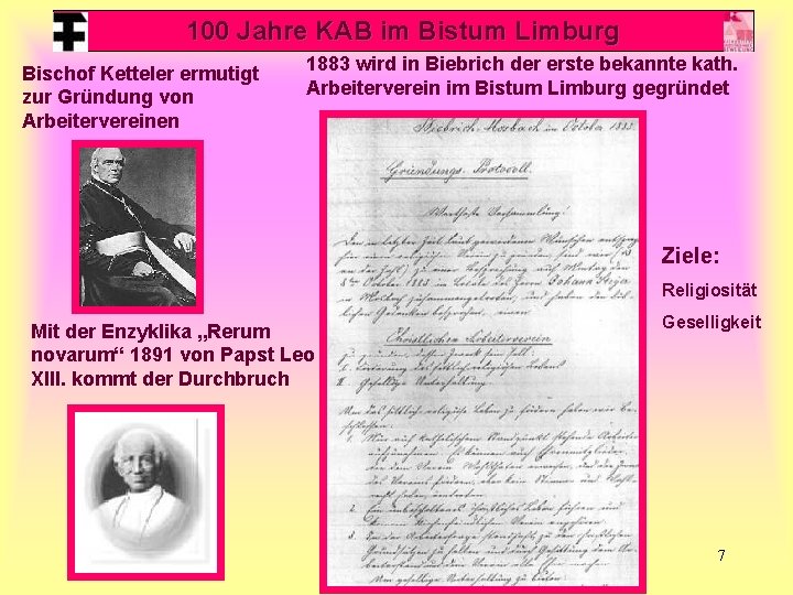 100 Jahre KAB im Bistum Limburg Bischof Ketteler ermutigt zur Gründung von Arbeitervereinen 1883