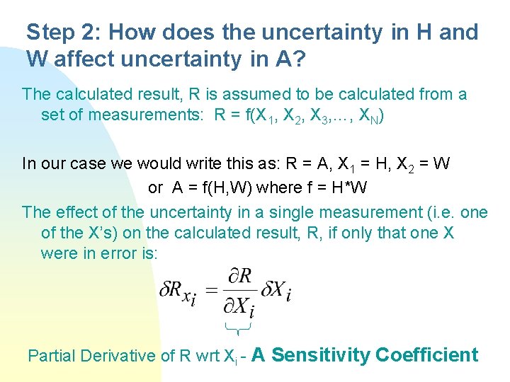 Step 2: How does the uncertainty in H and W affect uncertainty in A?