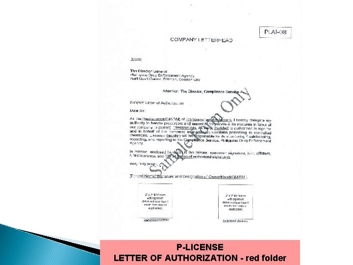 P-LICENSE LETTER OF AUTHORIZATION - red folder 