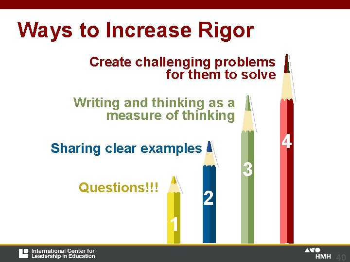 Ways to Increase Rigor Create challenging problems for them to solve Writing and thinking Ways to Increase Rigor Create challenging problems for them to solve Writing and thinking