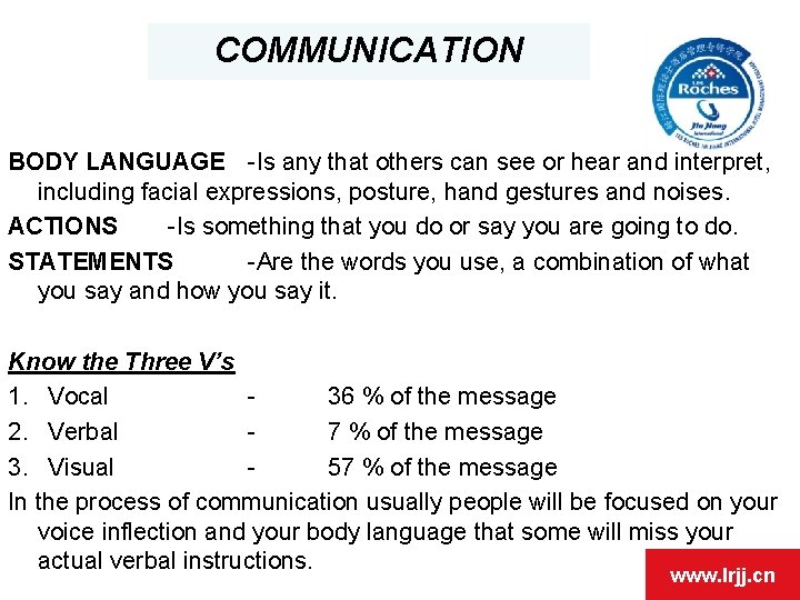 COMMUNICATION BODY LANGUAGE -Is any that others can see or hear and interpret, including