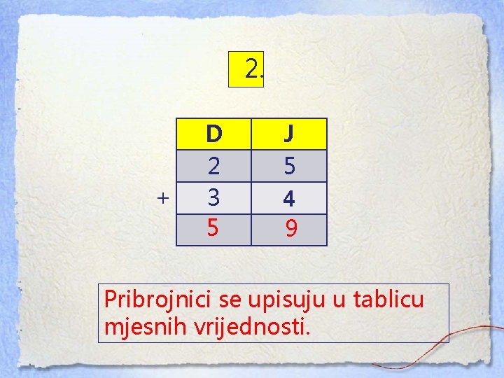 2. + D 2 3 5 J 5 4 9 Pribrojnici se upisuju u
