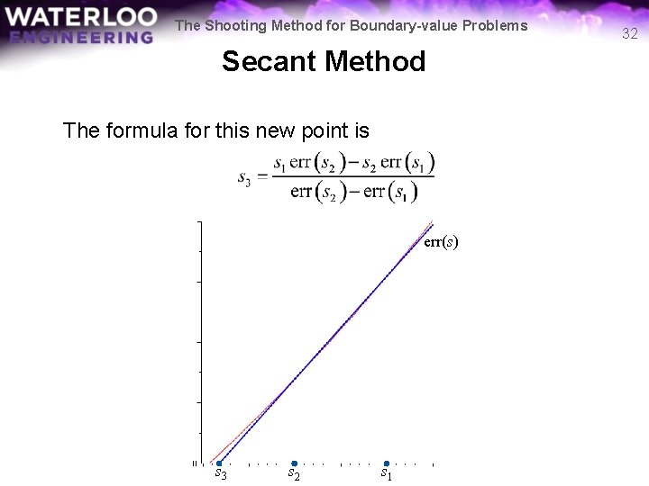 The Shooting Method for Boundary-value Problems Secant Method The formula for this new point