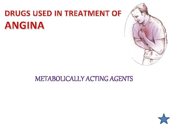 DRUGS USED IN TREATMENT OF ANGINA 