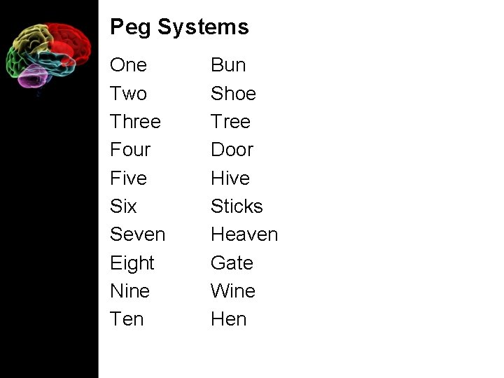 Peg Systems One Two Three Four Five Six Seven Eight Nine Ten Bun Shoe