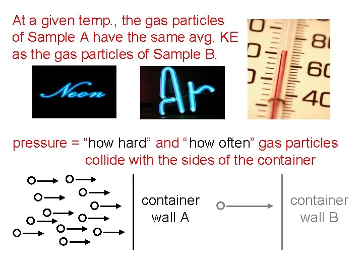 At a given temp. , the gas particles of Sample A have the same