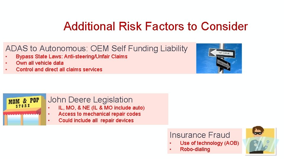 Additional Risk Factors to Consider ADAS to Autonomous: OEM Self Funding Liability • •