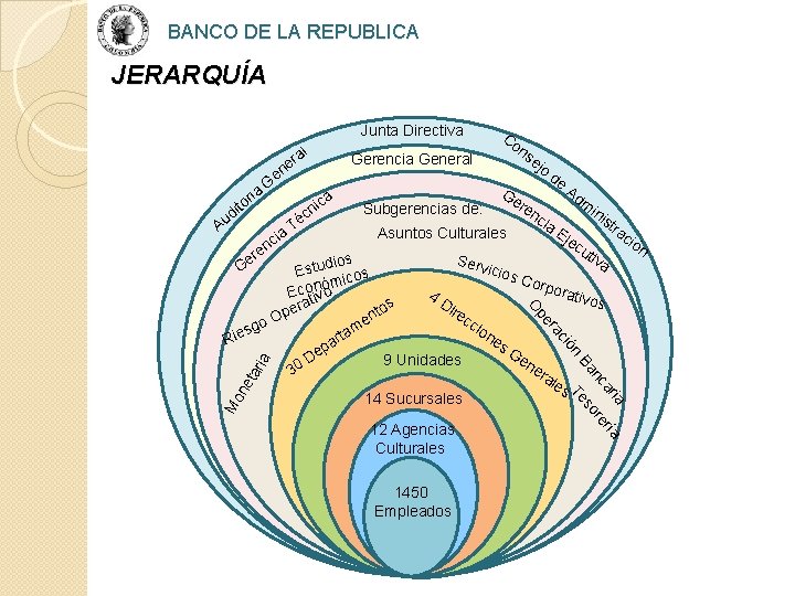 BANCO DE LA REPUBLICA JERARQUÍA Junta Directiva l a er G ir a en