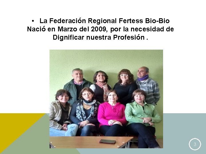  • La Federación Regional Fertess Bio-Bio Nació en Marzo del 2009, por la