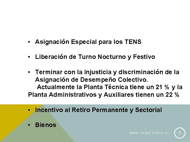  • Asignación Especial para los TENS • Liberación de Turno Nocturno y Festivo