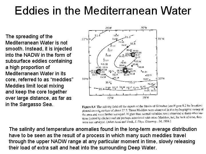 Eddies in the Mediterranean Water The spreading of the Mediterranean Water is not smooth.