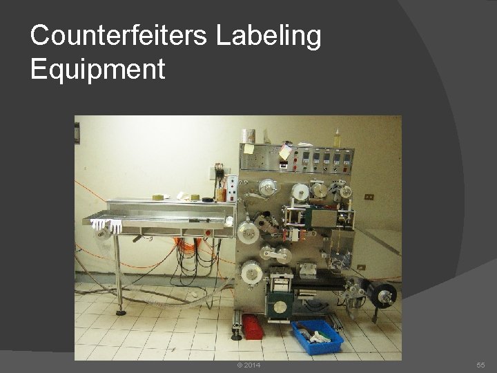 Counterfeiters Labeling Equipment © 2014 55 
