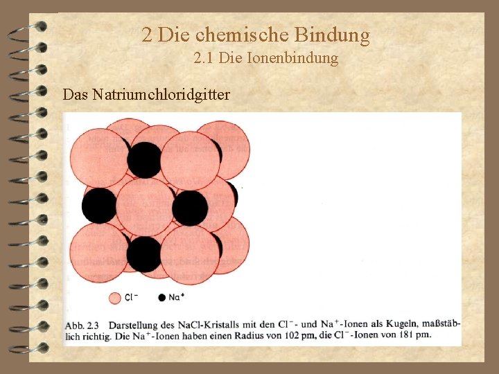 2 Die chemische Bindung 2. 1 Die Ionenbindung Das Natriumchloridgitter 