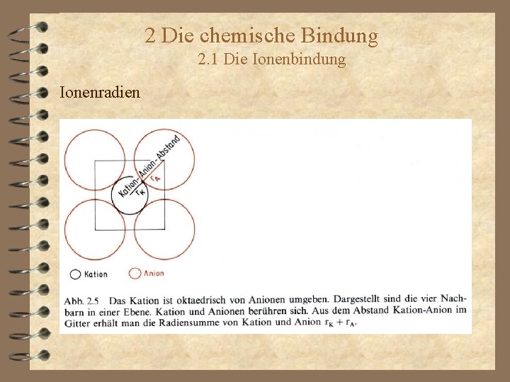 2 Die chemische Bindung 2. 1 Die Ionenbindung Ionenradien 