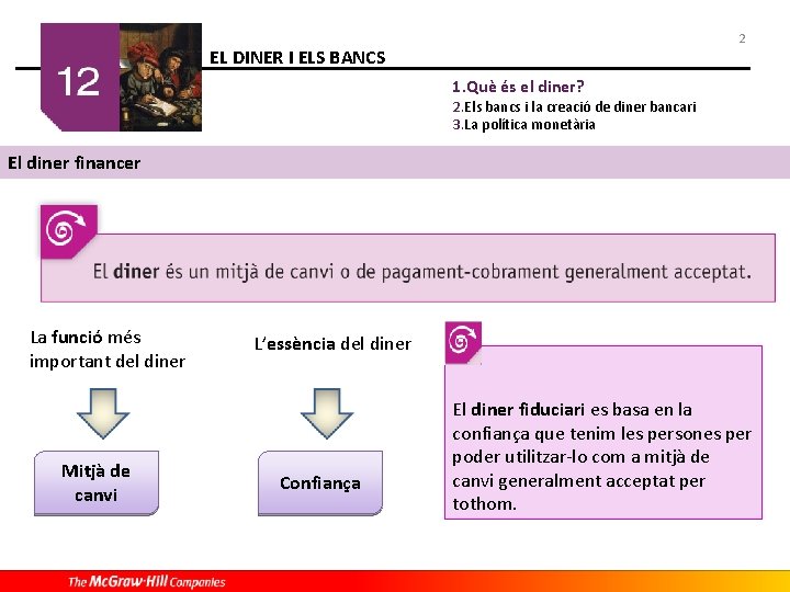 2 EL DINER I ELS BANCS 1. Què és el diner? 2. Els bancs