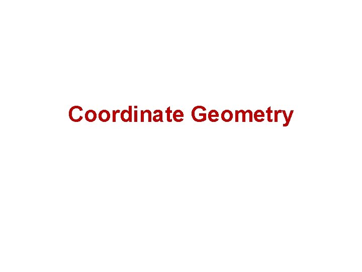 Coordinate Geometry 