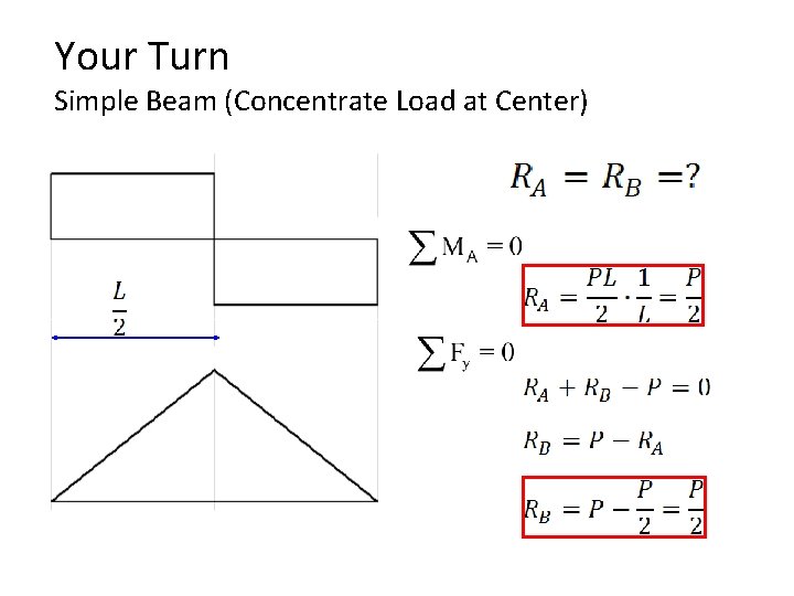 Your Turn Simple Beam (Concentrate Load at Center) 