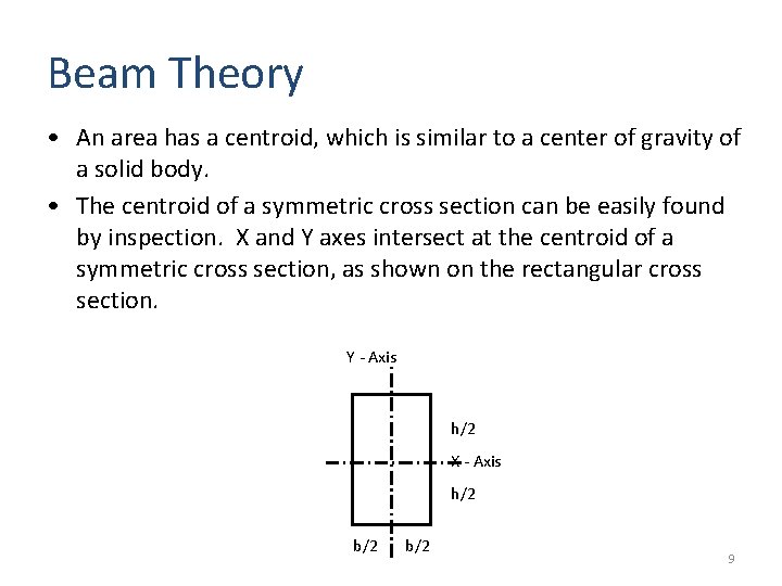 Beam Theory • An area has a centroid, which is similar to a center