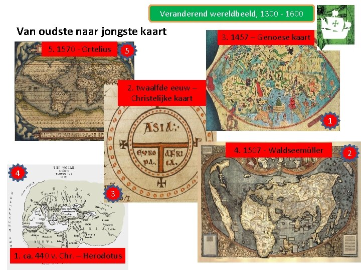 Veranderend wereldbeeld, 1300 - 1600 Van oudste naar jongste kaart 5. 1570 - Ortelius