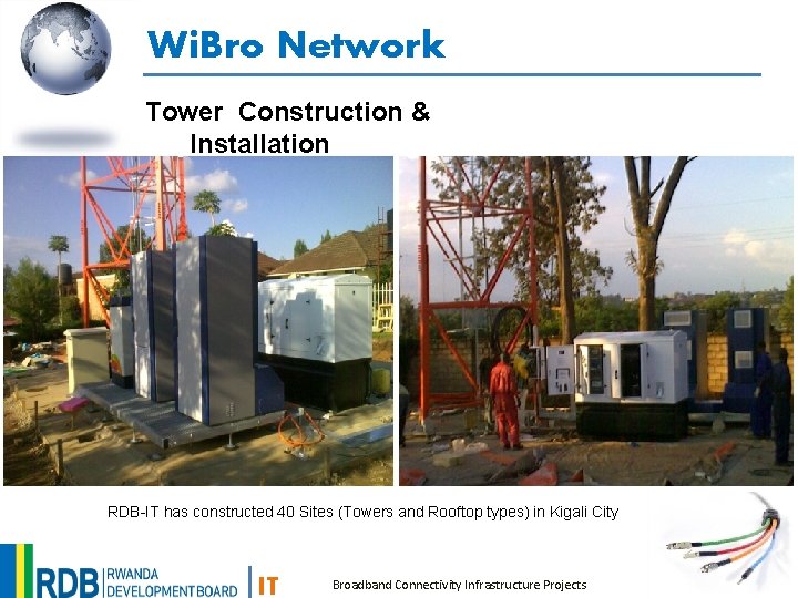 Wi. Bro Network Tower Construction & Installation RDB-IT has constructed 40 Sites (Towers and