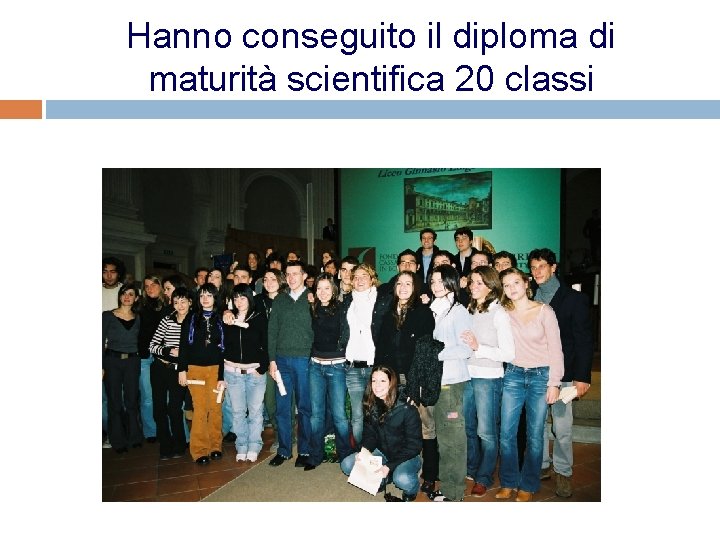 Hanno conseguito il diploma di maturità scientifica 20 classi 