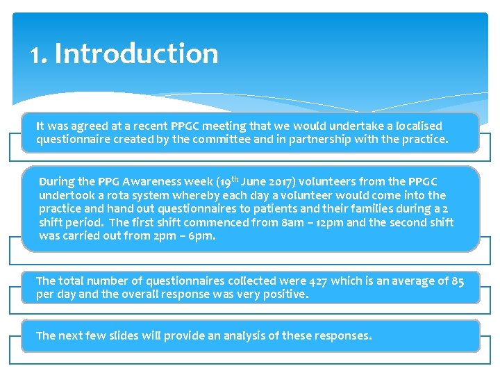 1. Introduction It was agreed at a recent PPGC meeting that we would undertake