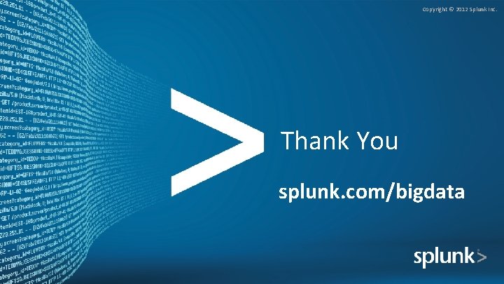 Copyright © 2012 Splunk Inc. Thank You splunk. com/bigdata 