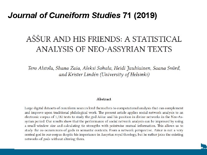 Journal of Cuneiform Studies 71 (2019) 