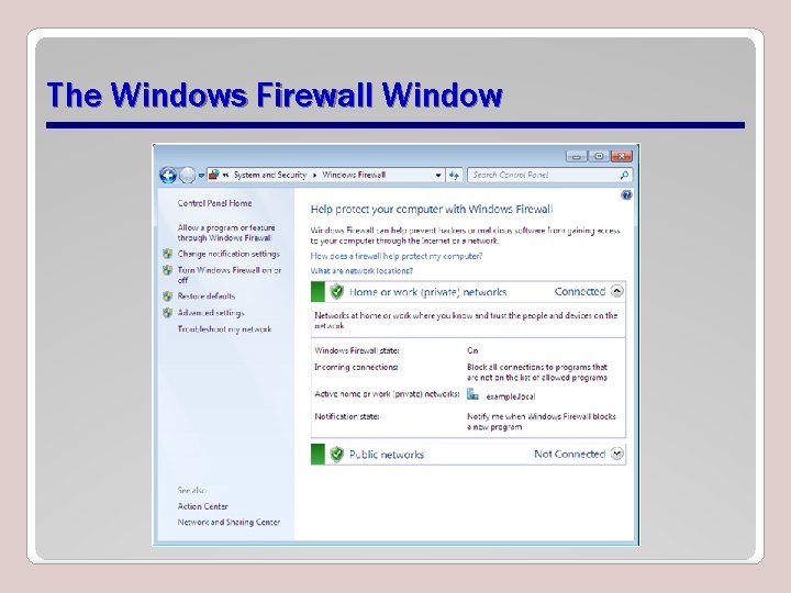 The Windows Firewall Window 