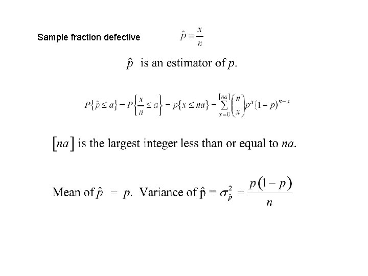 Sample fraction defective Sample fraction defective