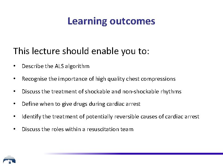 Learning outcomes This lecture should enable you to: • Describe the ALS algorithm •