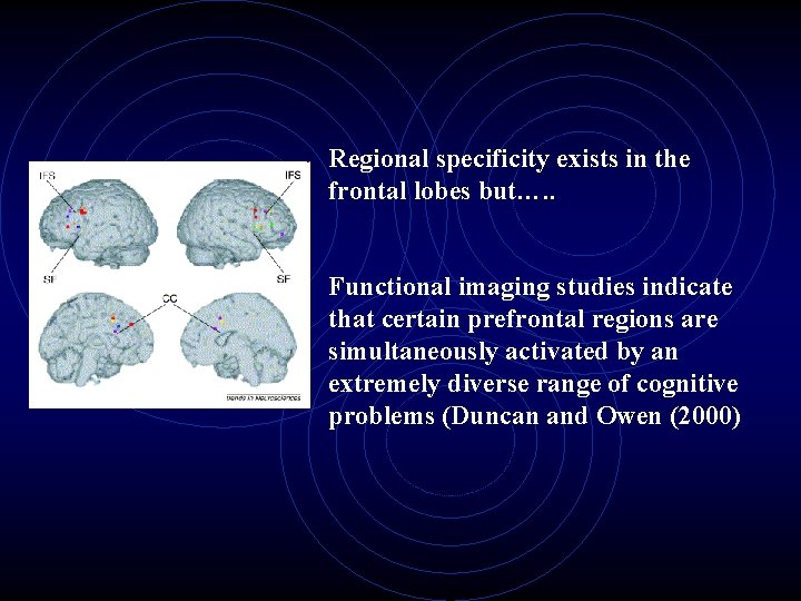 Regional specificity exists in the frontal lobes but…. . Functional imaging studies indicate that