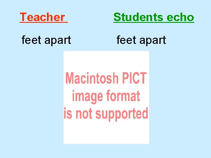 Teacher Students echo feet apart 