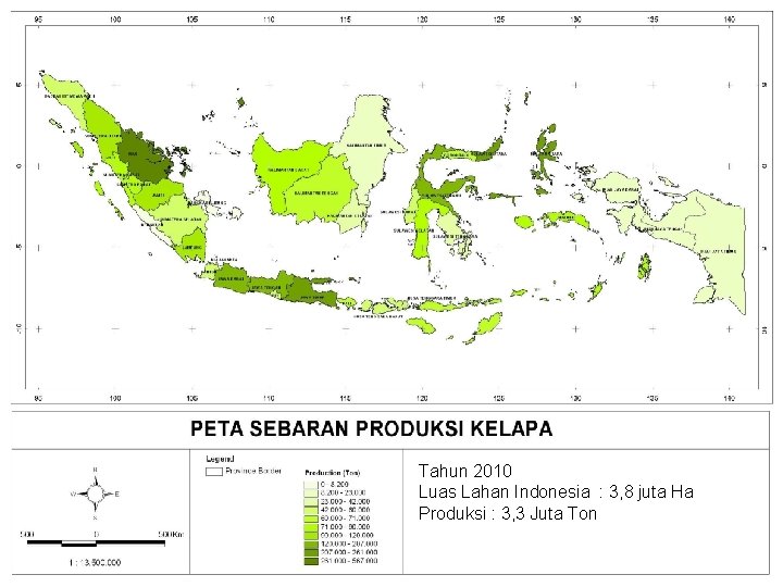 PETA PRODUKSI KELAPA Tahun 2010 Luas Lahan Indonesia : 3, 8 juta Ha 55