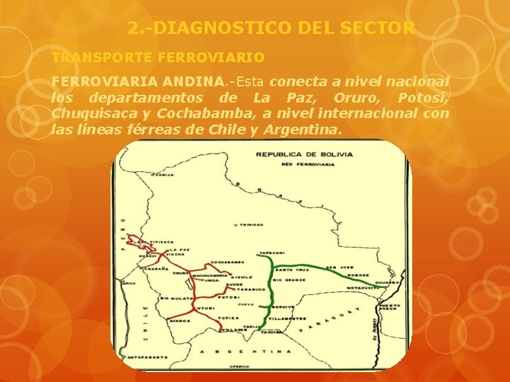 2. -DIAGNOSTICO DEL SECTOR TRANSPORTE FERROVIARIO FERROVIARIA ANDINA. -Esta conecta a nivel nacional los