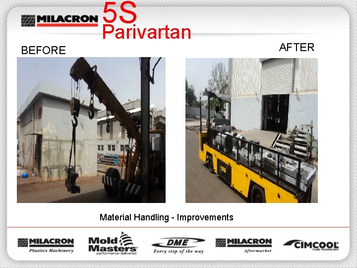 5 S Parivartan BEFORE Material Handling - Improvements AFTER 