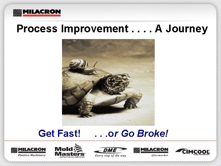 Process Improvement. . A Journey Get Fast! . . . or Go Broke! 