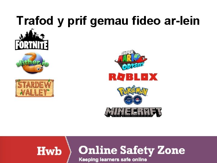 Trafod y prif gemau fideo ar-lein • Pa gemau fideo ar-lein ydych chi’n gwybod