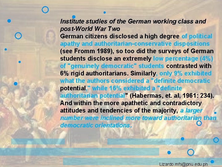 Institute studies of the German working class and post-World War Two German citizens disclosed