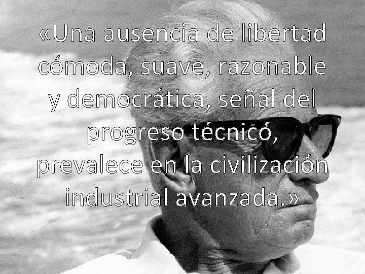  «Una ausencia de libertad cómoda, suave, razonable y democrática, señal del progreso técnico,